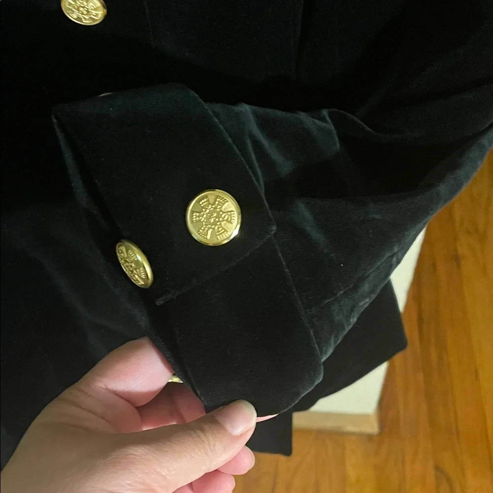 Doncaster Elegant Black Velvet Jacket w/ Gold Buttons - Picture 2 of 9